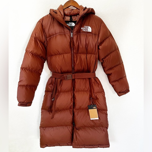 The North Face Nuptse Belted Long Parka Size Large in Dark Oak - Picture 5 of 12